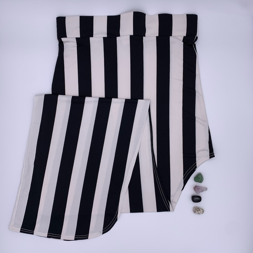 Black and White Sexy Side Slit Skirt